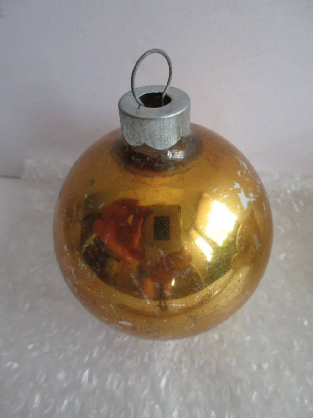 Glass Christmas Ornaments Vintage Made in USA Glitter Stencil & Solids Lot of 4